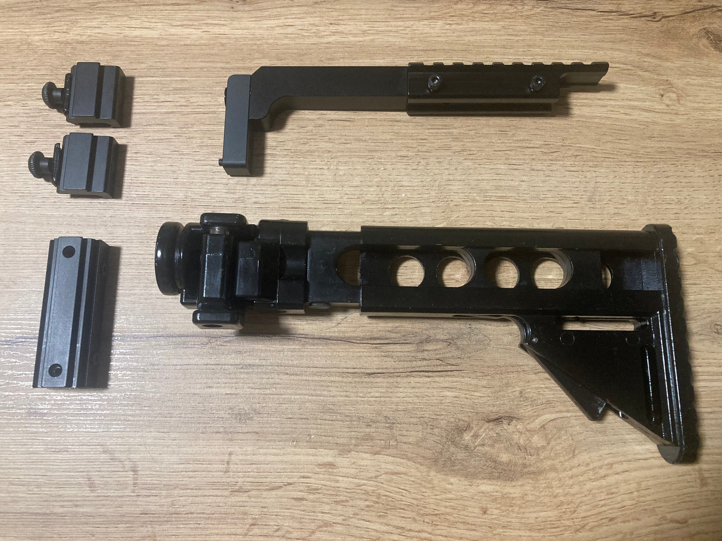 Tactical universal stock AR15/LR300-style compatible with almost all air pistols, aluminum build, NO 3D print